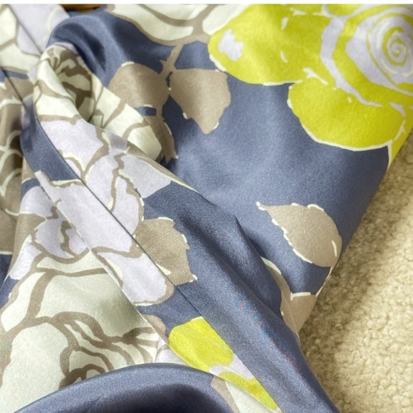 Boden Limited Edition Silk Dress Sleeveless Oversized Floral Print Steel Blue 12 - Picture 10 of 13